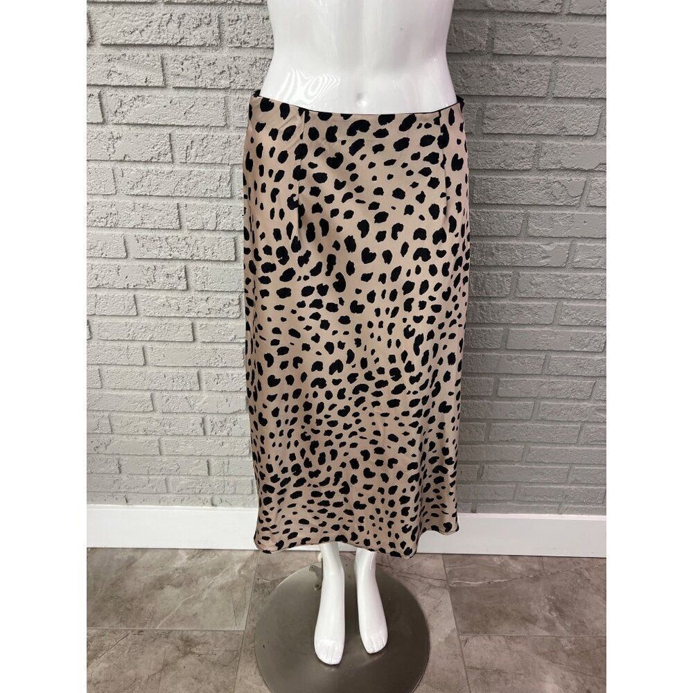 Chic Women Satin Animal Print Midi Skirt Size M - Picture 2 of 7